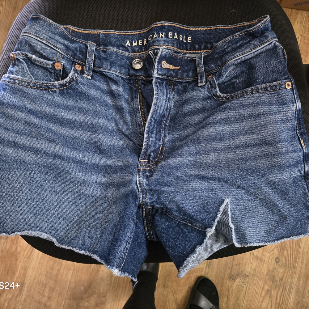 American Eagle Outfitters Distressed Blue Denim Shorts